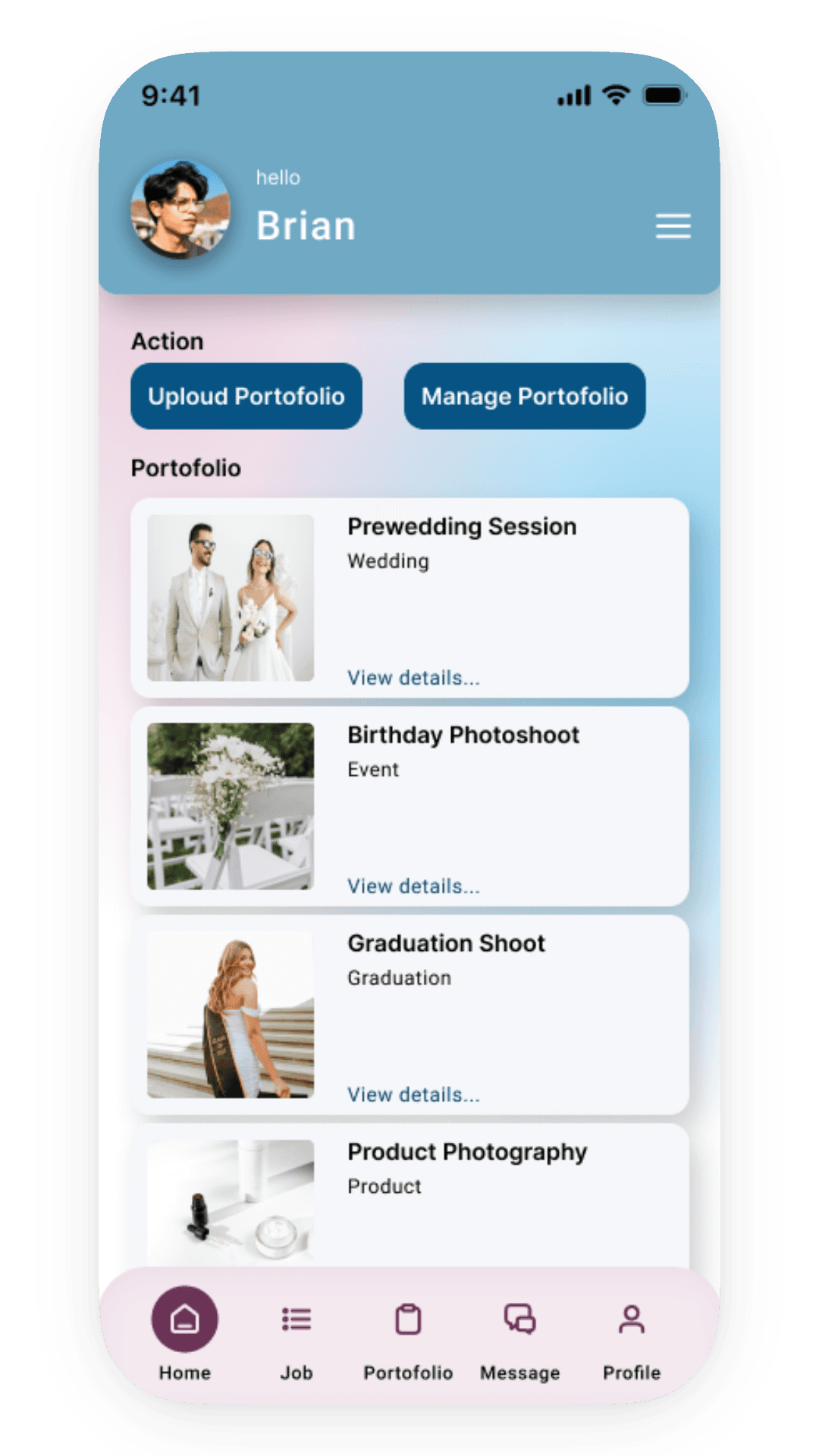SnapHire app screen, one of two